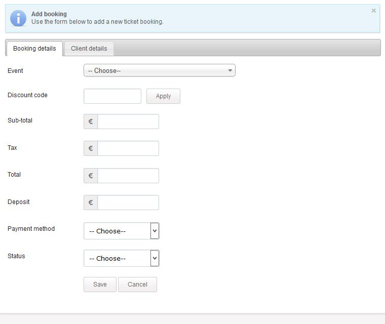 Manual ticket bookings