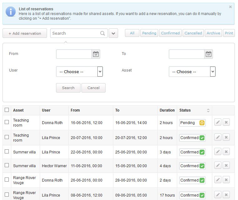 Quick reservations search