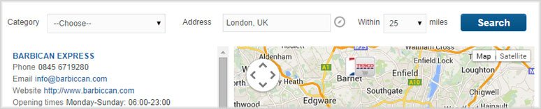Geolocation settings' menu